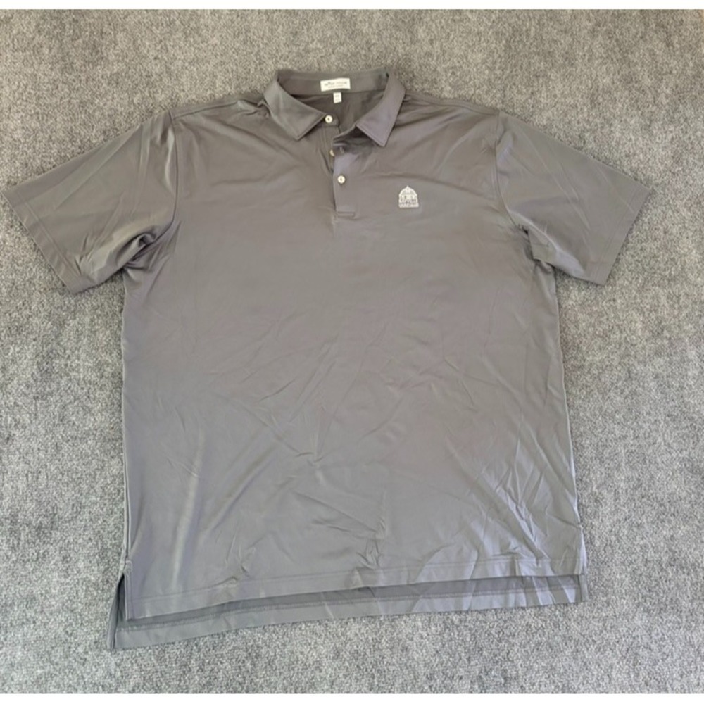 Peter Millar Summer Comfort Polo Shirt Mens Gray Stretch Golf Size 2XL Bayville
